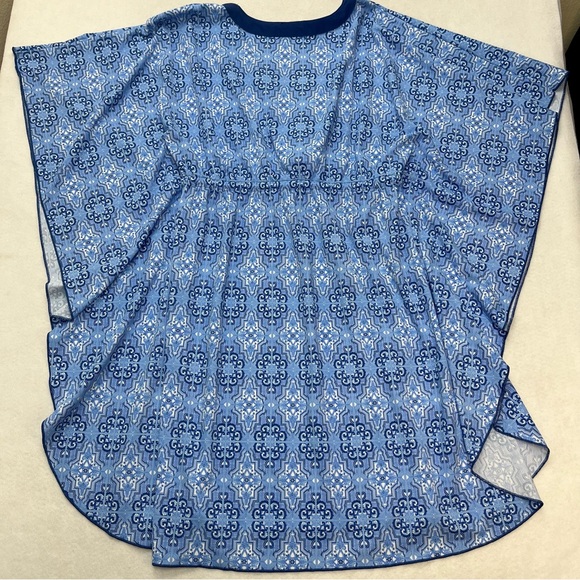 Cabana Life Women's Size Medium Blue Print Moroccan Tile Swim Cover Up - Picture 6 of 8
